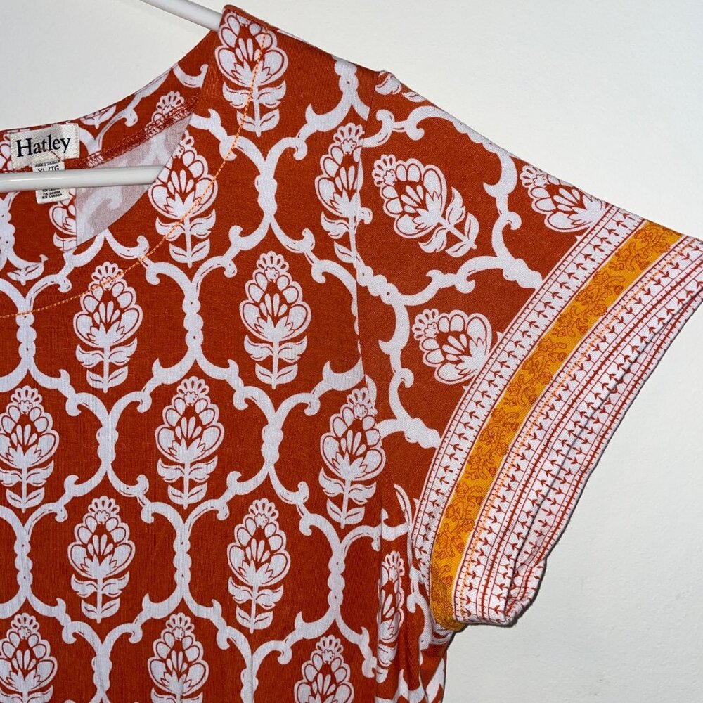Hatley Rust Orange and White Printed Short Sleeve Dress - Picture 2 of 7